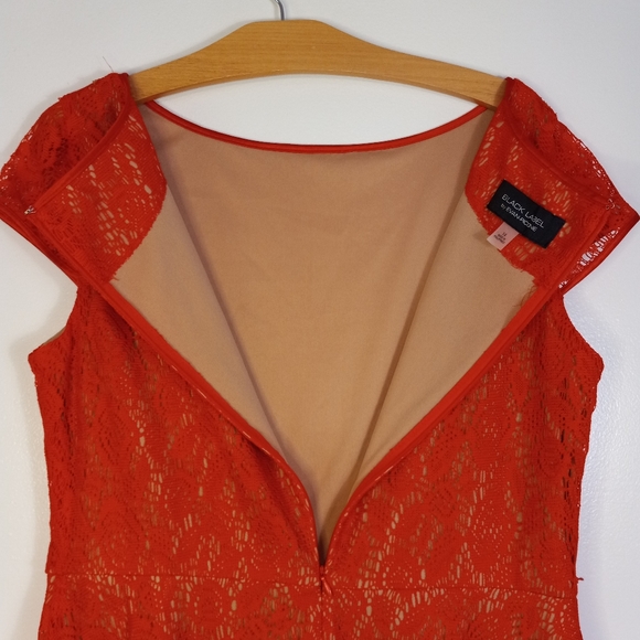 Evan Picone Black Label Orange Lace Capsleeve Shift Dress, Size 14 - Picture 8 of 8
